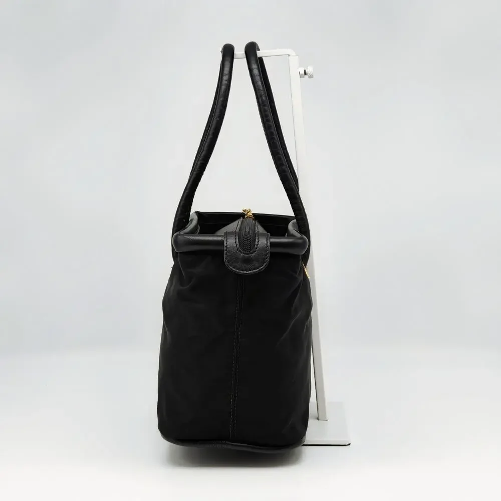 Vintage Celine Paris Black Nylon Leather Trim Tote Handbag Italy - Picture 3 of 12